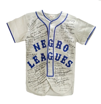 Negro Leagues Wool Jersey Signed by 101 Players Including Willie Mays, Buck ONeil, Leon Day, and Buck Leonard